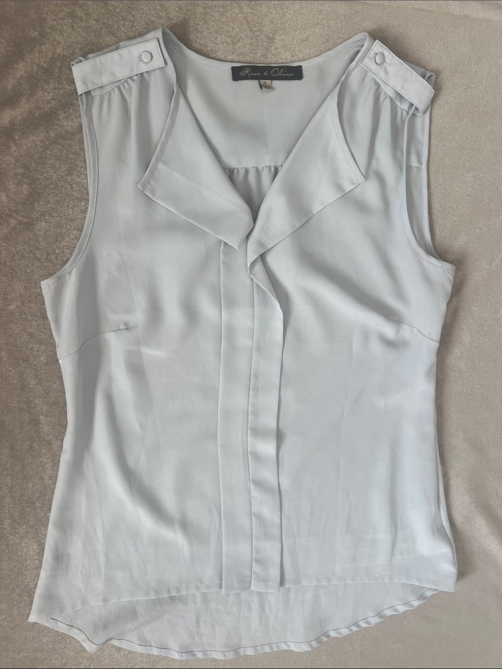 Rose & Olive Sleeveless V-Neck Blouse in  Gray